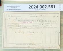 Freight waybill Phila, Wilmington & Baltimore RR Co., Jersey City to Baltimore, 189?
