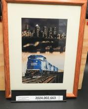 Framed painting of CR SD60M #5500 by EMD artist, gift from EMD
