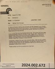 H.F. Swanson memorandum, Stanley Yard changes, 1995-08-10