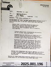 Safety Advisory Concerning Incident in Sept. 1993, #97-3