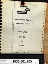 CR Northeastern Reg., New England Division. route diagram, mainline CP 97 to Boaston