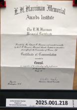 E.H. Harriman Memorial Certificate of Commendation to CR, May 1999