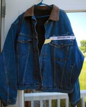 Lined denim jacket with stitched Conrail logo