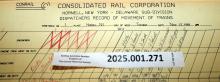 Hornell Train Dispatcher Sheet Delaware Subdivision 1988-11-15