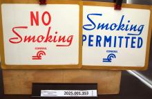 No Smoking and Smoking Permitted signs, June 1976