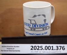 CR safety mug, blue on white