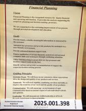 Financial Planning -- Vision, Goals, Guiding Principles