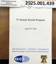 Third Annual Awards program, Delaware Valley Chapter, American Concrete Institute, 1994-04-27