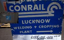 CR Lucknow Welding and Cropping plant entrance sign, left arrow under Plant