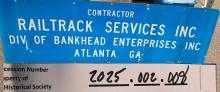 Contractor sign from Lucknow: Railtrack Services Inc., Div. Bankhead Enterprises, Atlanta